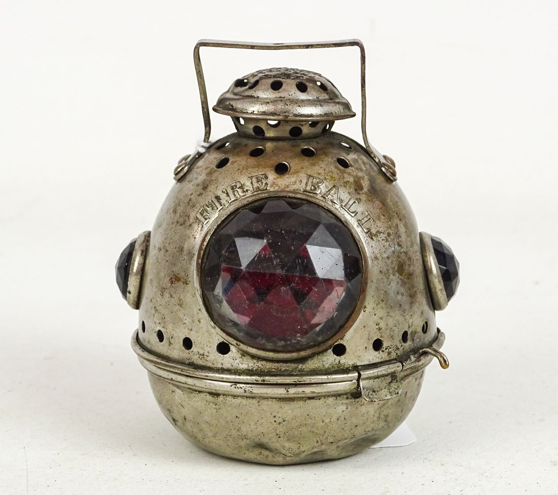 Fire Ball Bicycle Lamp: Fire Ball bicycle lamp. The Cycle Company New York City, Pat. Apld. For.. Fair condition, some dents.