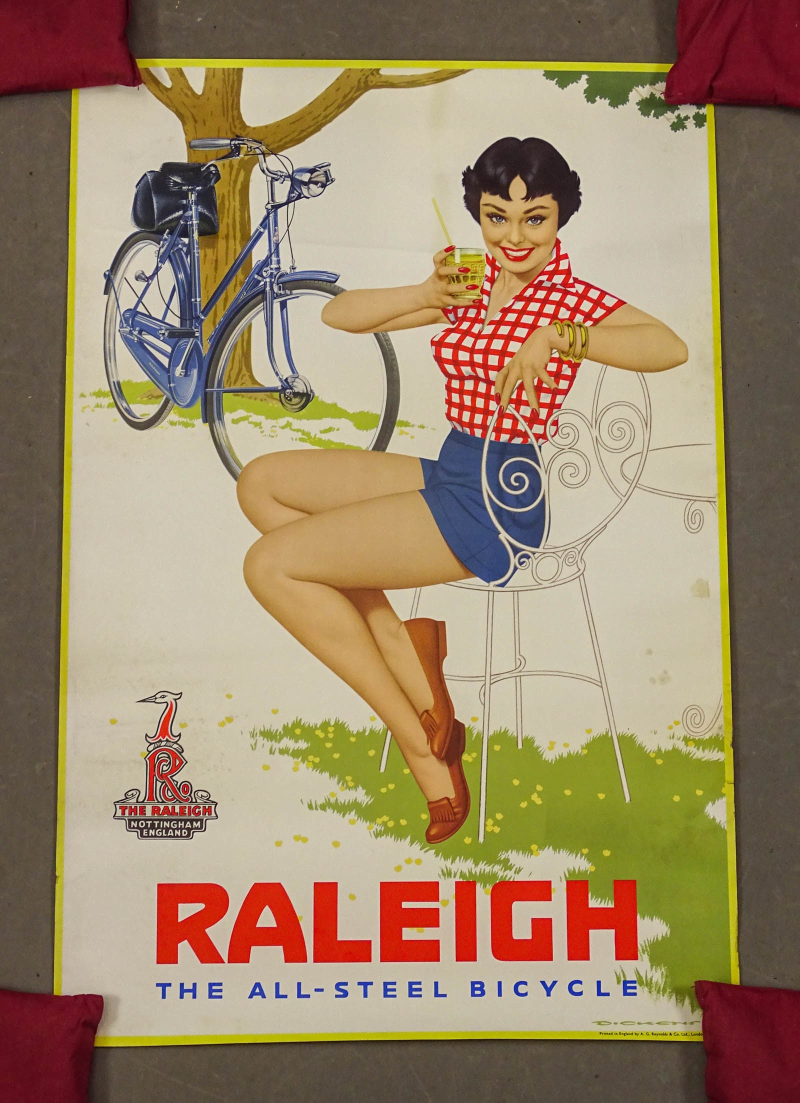 Vintage Raleigh Poster: Vintage Raleigh poster. Rolled. 19 1/4" x 29".