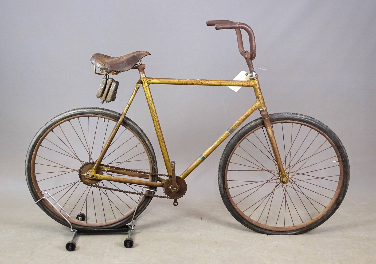 Wittler Trick Bicycle: C. 1900's Wittler trick bicycle. Barn find condition. 22" frame. Mark Mattei Collection.