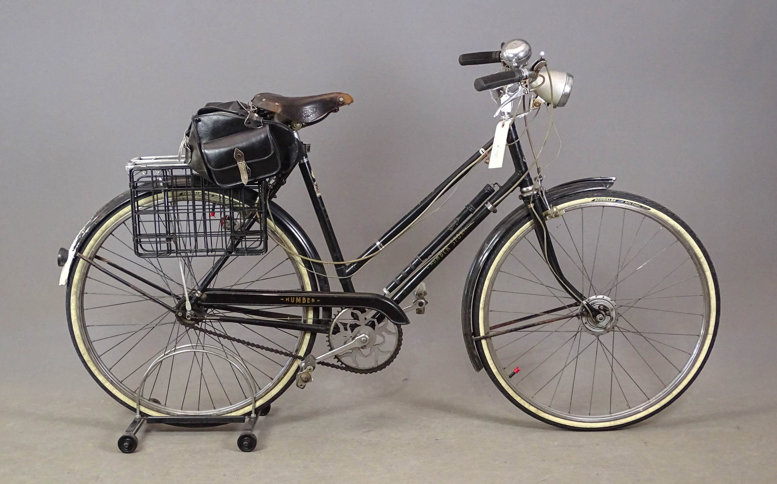 Humber Sports Bicycle: Ladies Humber Sports - rear hub is a Sturmey Archer AW 3 speed date stamped 1951. Brooks saddle. Dyno hub lights and front hub. Note unusual double hollow front fork. Good condition. Glenn Eames Colle