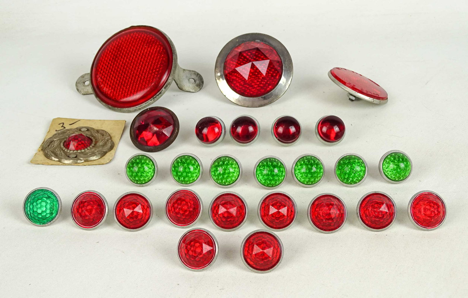 Reflectors Lot: Lot of vintage bicycle and motorcycle reflectors. Glass and plastic. Good condition.