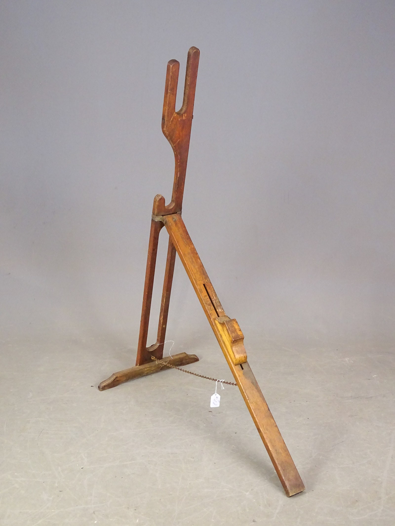 Wooden Ajax Stand: Wooden Ajax Safety stand. Good condition. Glenn Eames Collection Burlington Vermont.