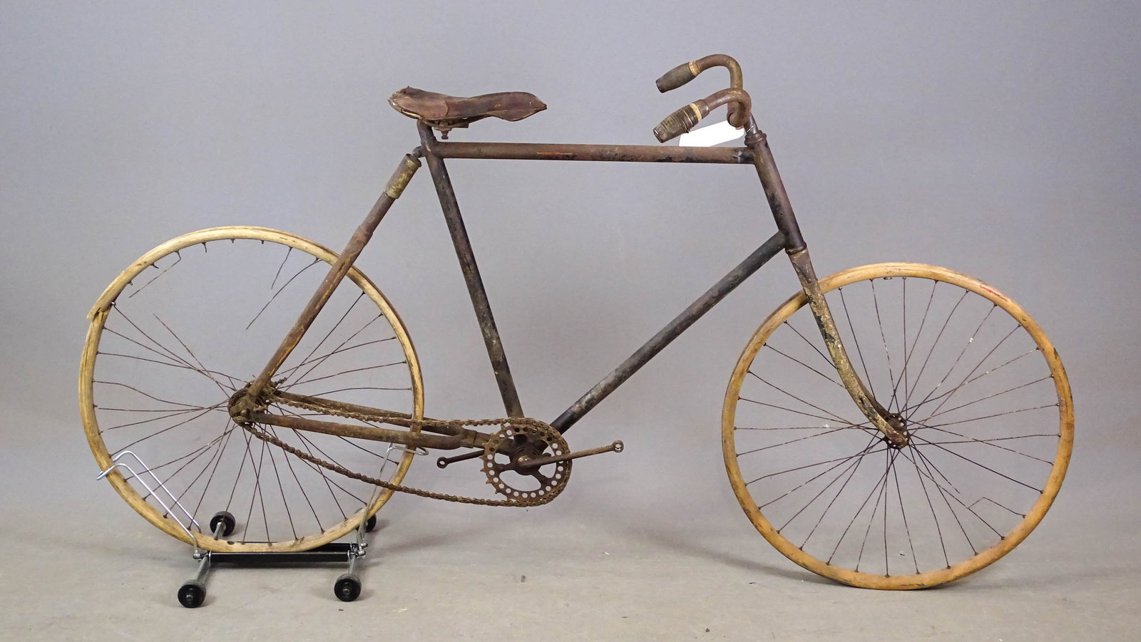 Pneumatic Safety Bicycle: Pneumatic Safety bicycle. Rear suspension. Barn find condition. 24" frame. Mark Mattei Collection.
