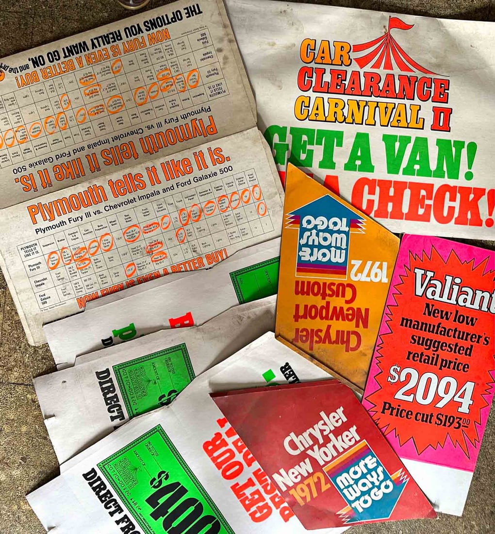 Plymouth Lot: Collection of Plymouth dealer advertising display items from the 1970's - 1990's.