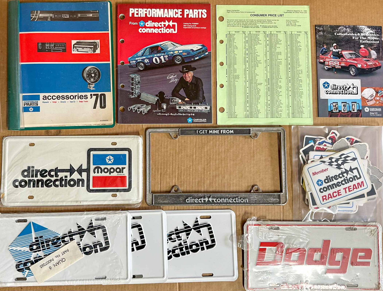 Mopar Lot: Mopar Direct connection performance car items, catalogs, license plate frame,plate fillers, etc..