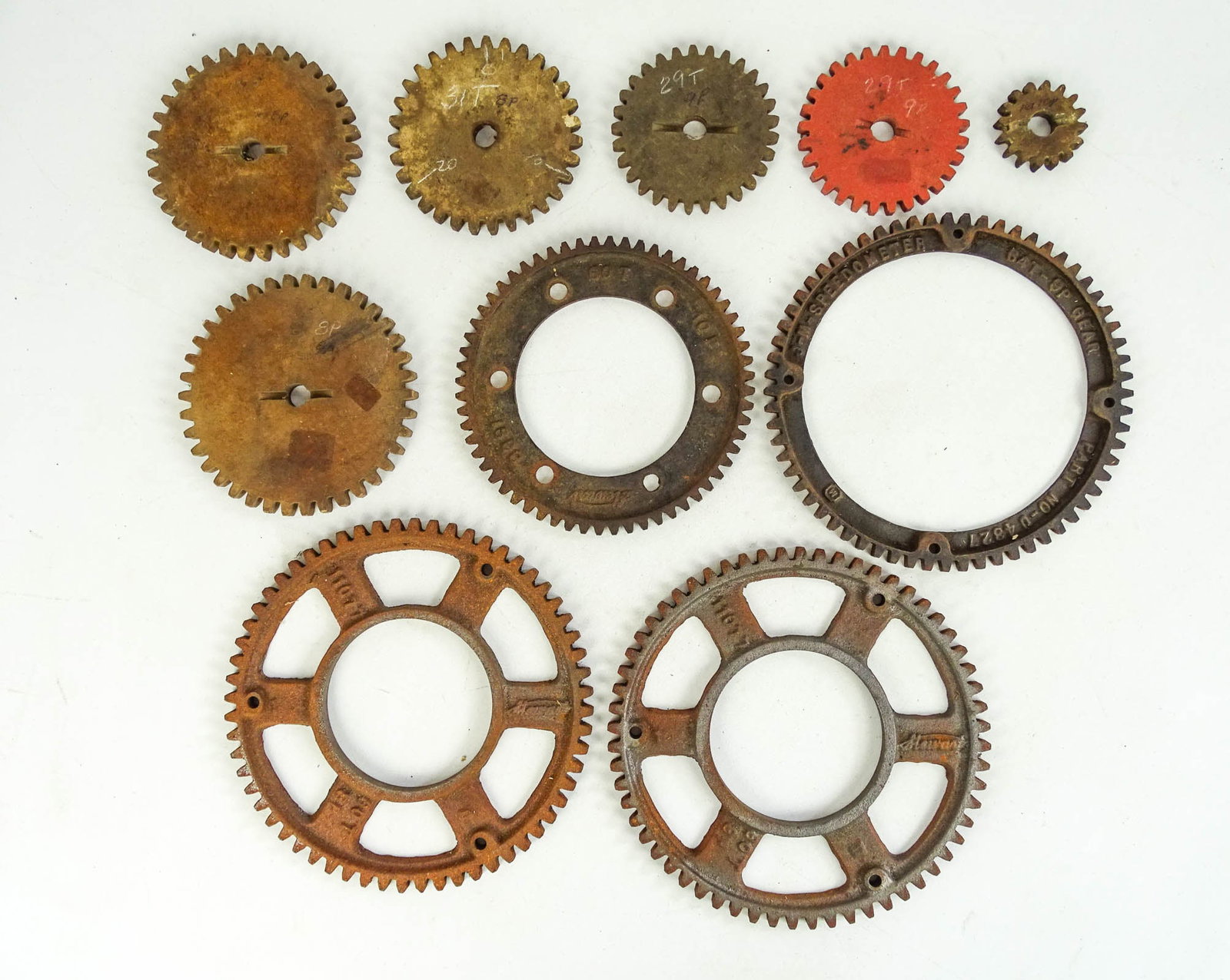 Stewart Speedometer Gears: Lot of 10 Stewart speedometer gears. (4) steel, (6) fibre. Good condition.