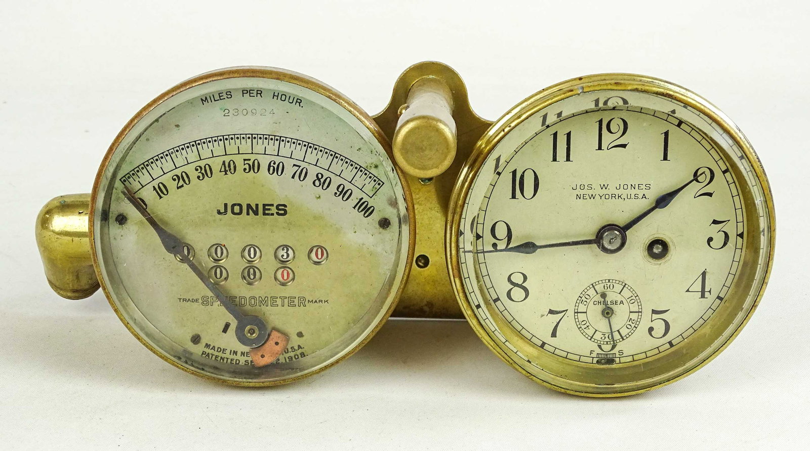 Jones Speedometer: Jones 100MPH speedomter and clock. Good condition.