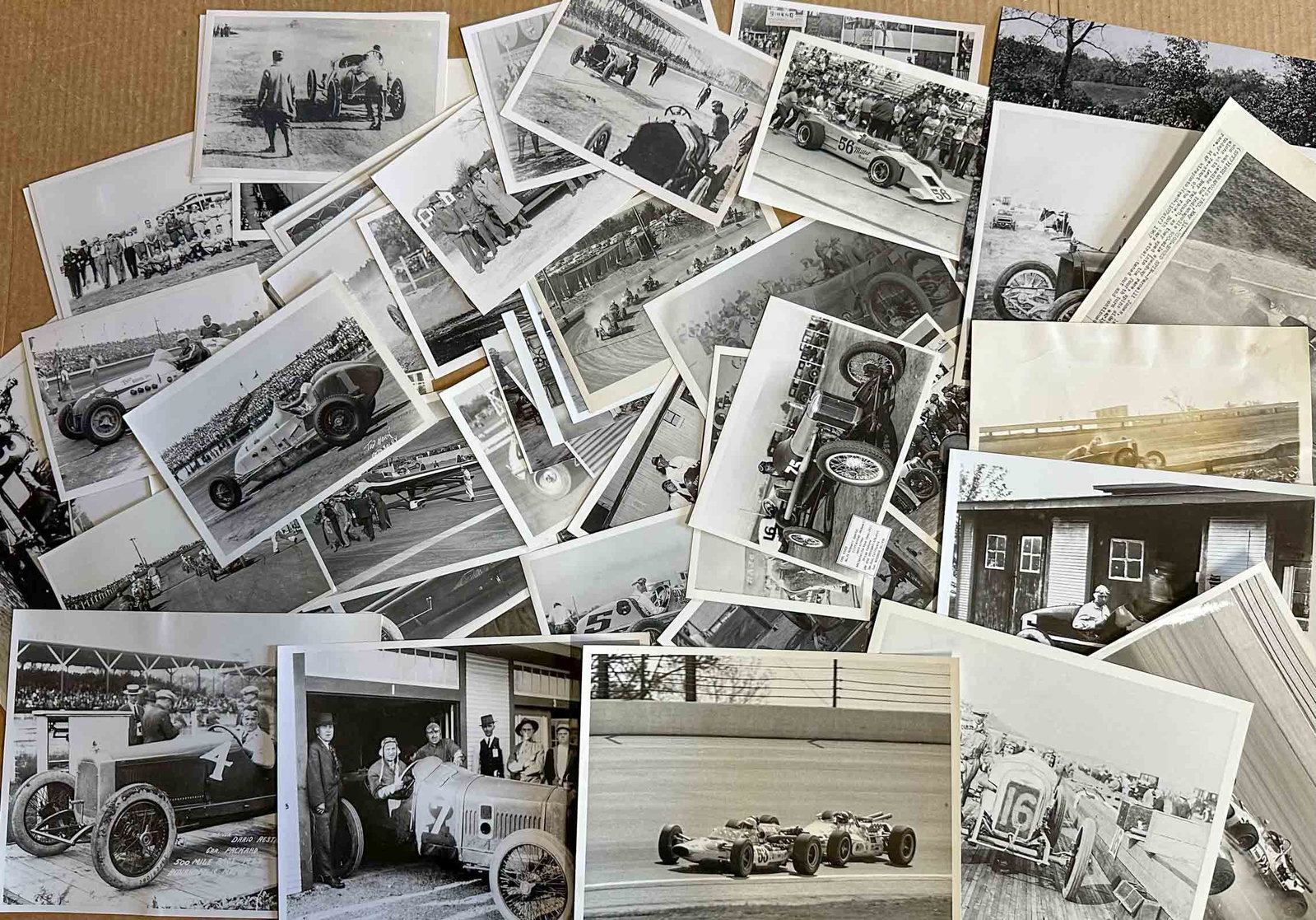 Racing Photographs: Race related photos - one hundred sixty total, teens to 1960's, thirty seven 5 x 7, one hundred twenty one 8 x 10, two 11 x 14.