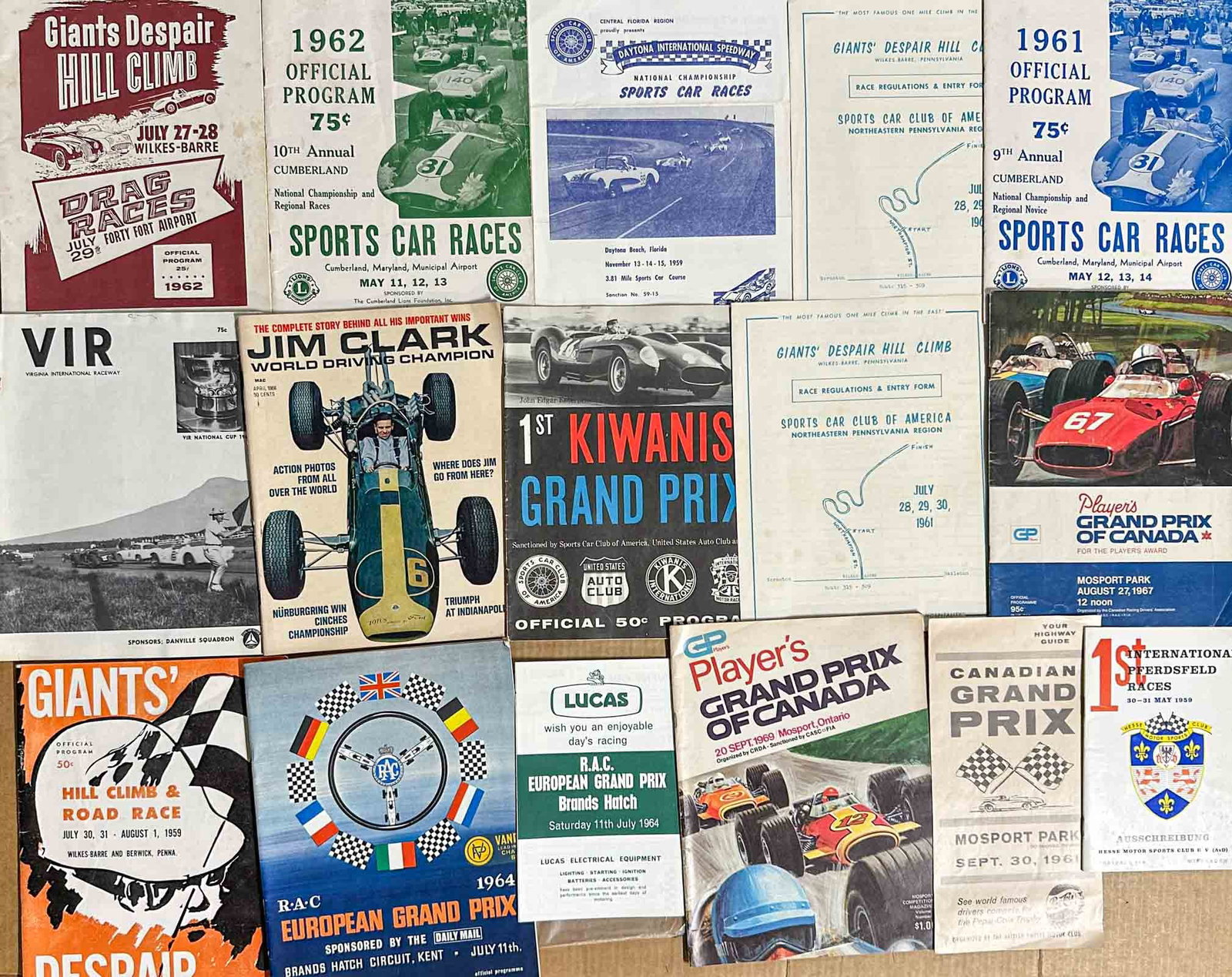 Racing Programs: US and Euro sports car race programs from 1958 - 1967, Grand Prix, hill climbs, various locations.
