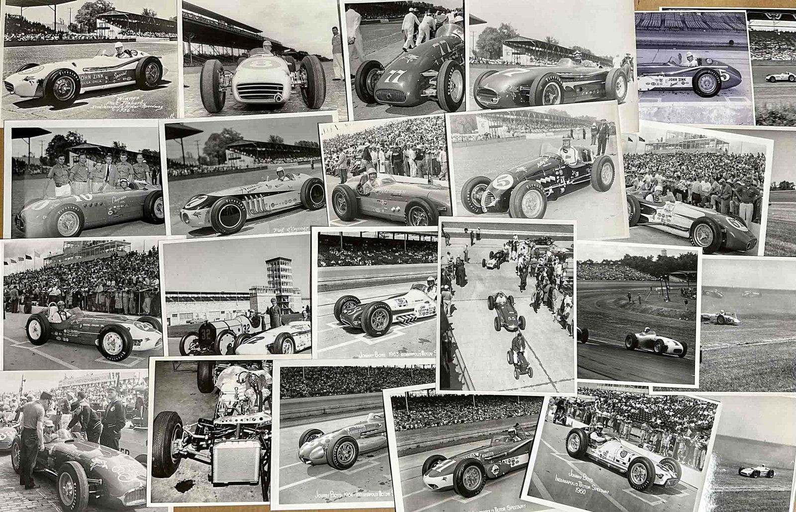 Photograph Lot: 100 teens - 1940's - early 1960's, 8 x 10 glossy photos white edge border, most are Indy 500 Speedway issued, earlier issued are better quality than current copies .