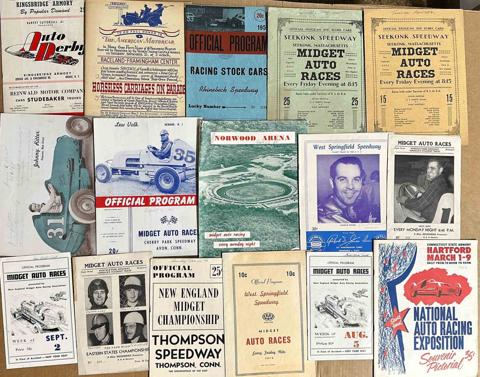 Racing Programs: 1940's - early 1950's race and event programs, many CT and MA locations.