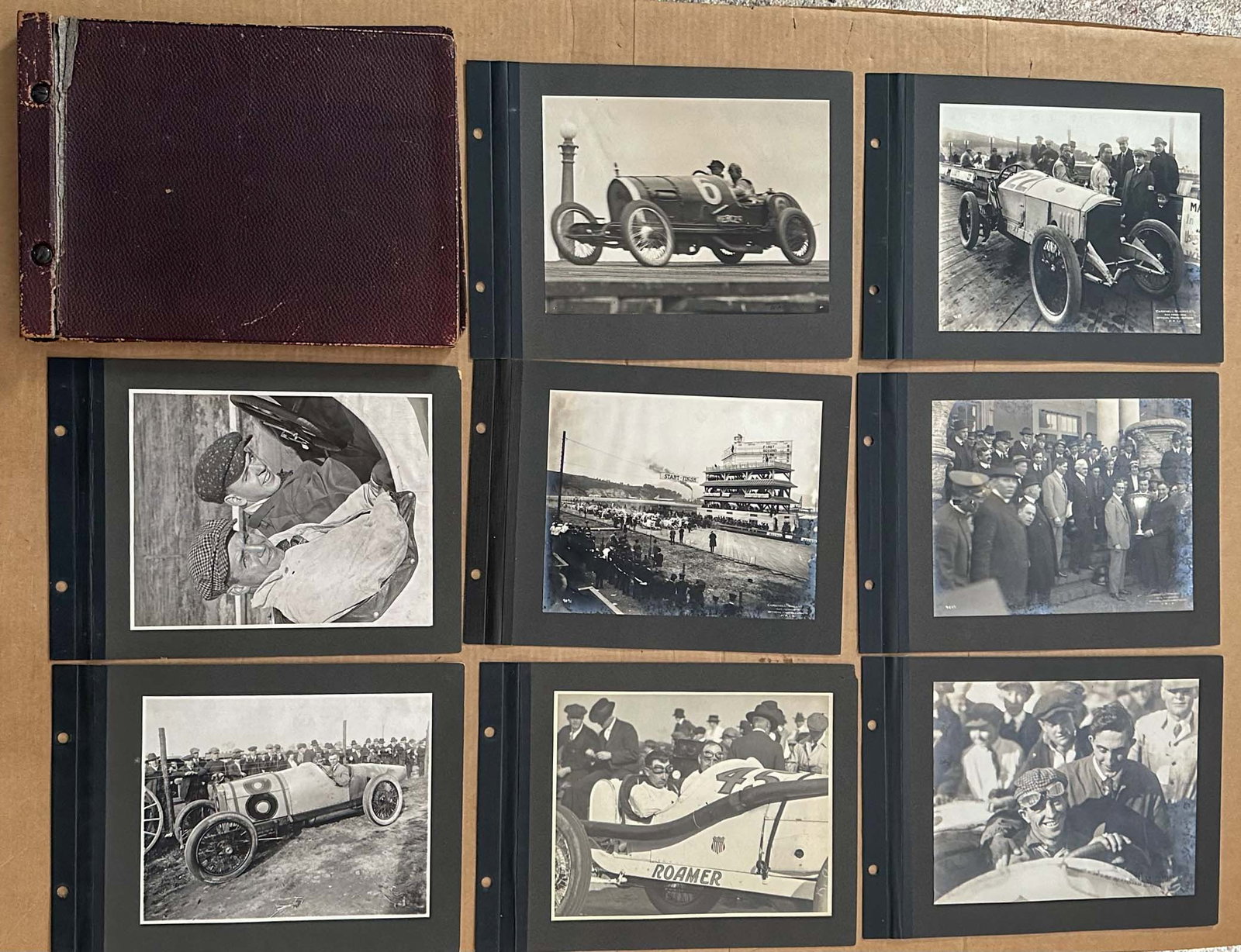 Tommy Milton Scrapbook: Tommy Milton photos scrapbook, photo size 8 x 10 and 6.5 x 4.5, all photos shown, Milton was a two time Indy 500 winner, 1921 and 1923.
