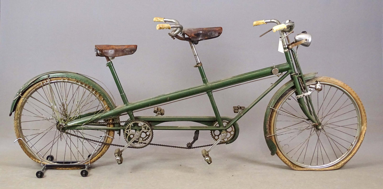 Trifno Tandem Bicycle: Vintage Triofno tandem. Previously sold at Copake Auction in 2006. Fair condition.