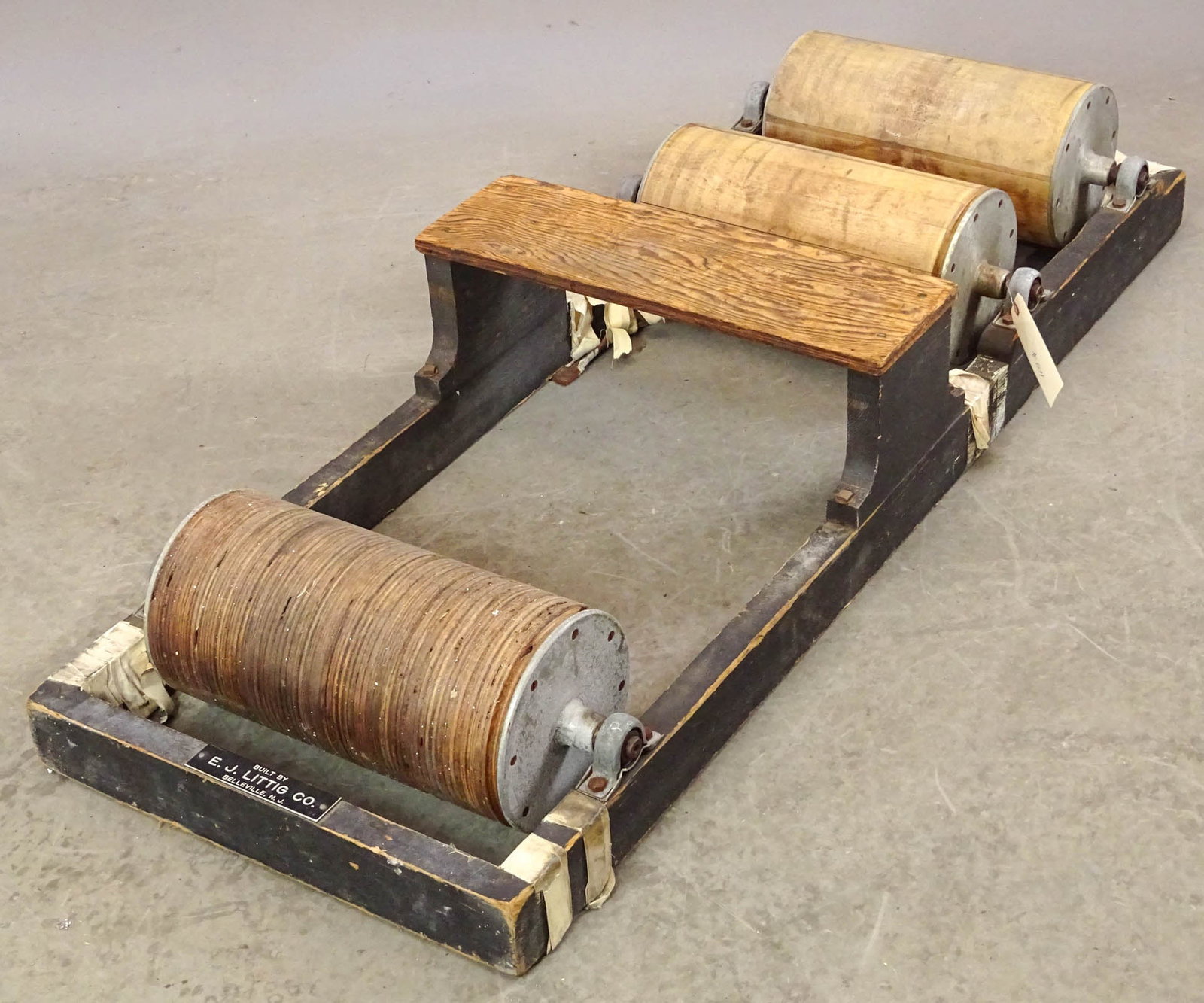 Bicycle Trainer: Wood bicycle trainer roller. No belts. 22" x 10" x 61". As is.
