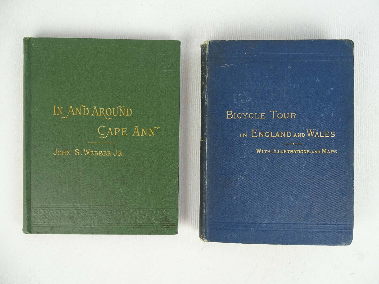 Cycle Touring Books: Two Cycle Touring Books - "In and Around Cape Ann" John Webber, Jr. 1885. An interesting account of a bicycle tour of Cape Ann Massachusetts upon a high wheel bicycle. Bicycle Tour in England + Wales