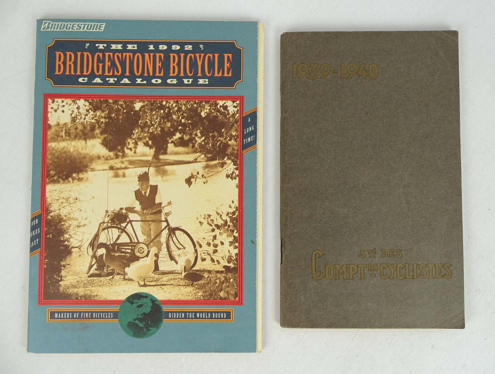 Bridgestone French Catalogs: 1992 Bridgestone bicycle catalog. 1939-1940 French cycle supply catalog. Good condition. Glenn Eames Collection Burlington Vermont.
