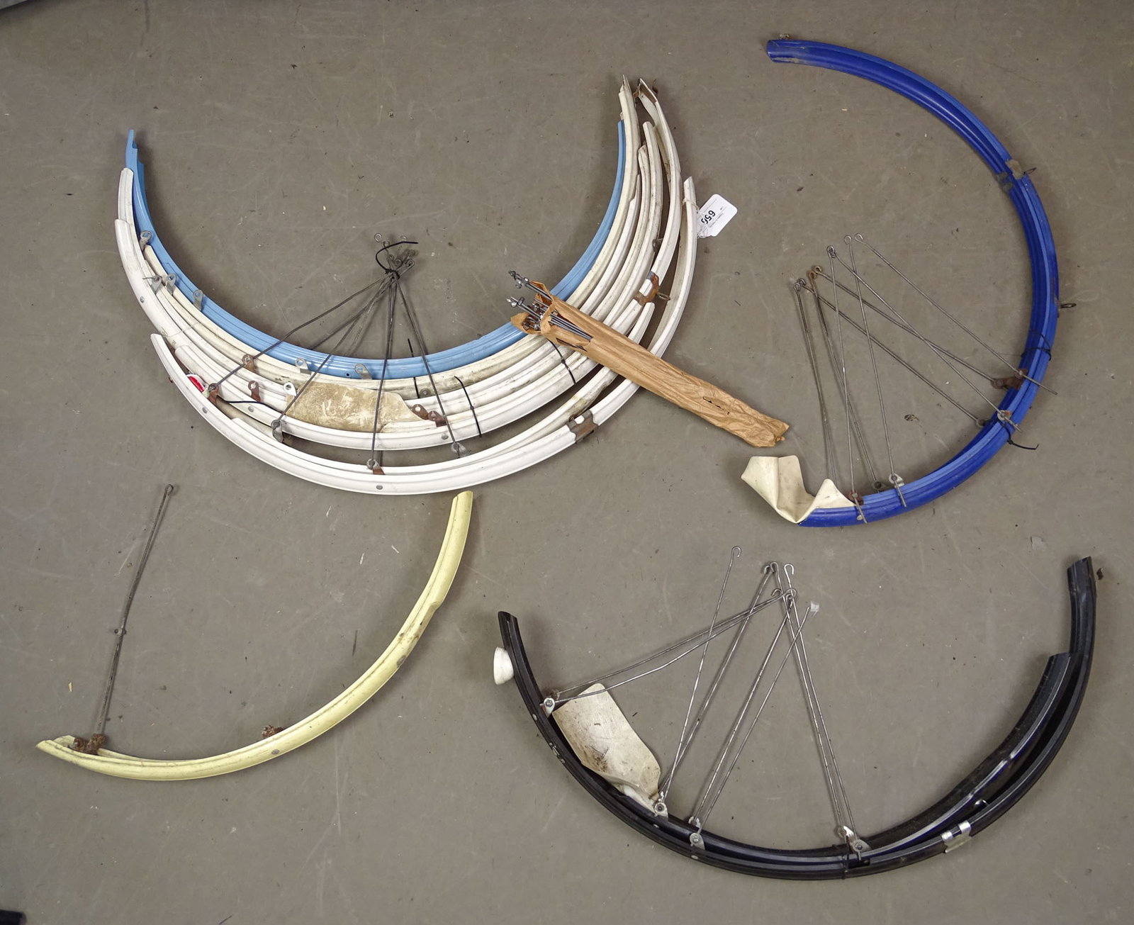 Bluemels Fenders Lot: Collection of Bluemels lightweight fenders (6 pair) - 1960's/70's. Good condition. Glenn Eames Collection Burlington Vermont.