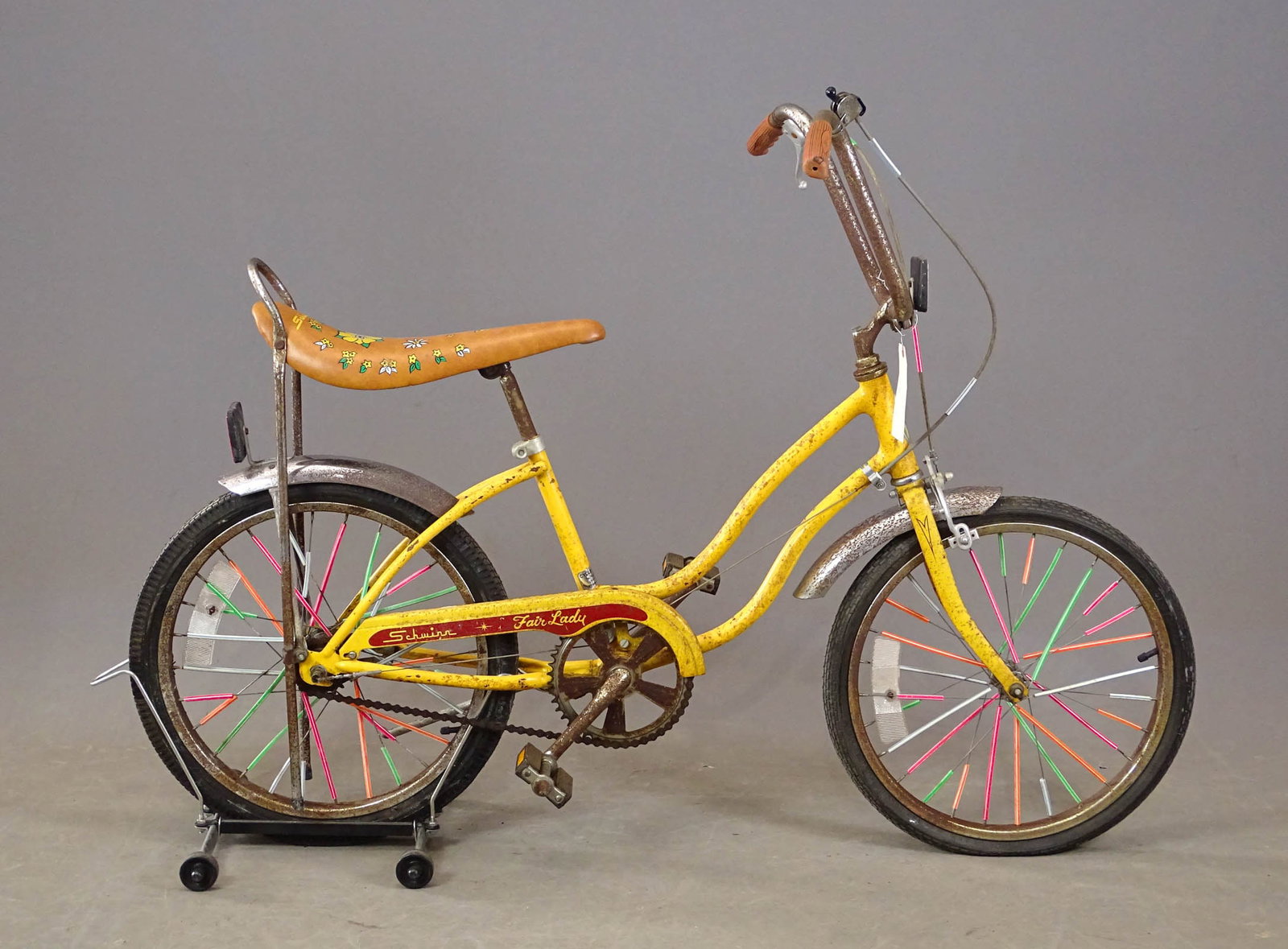 Schwinn Fair Lady Bicycle: Vintage Schwinn Fair Lady banana seat bicycle. As found.
