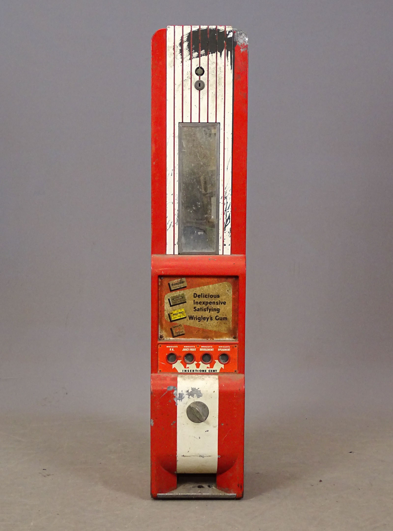 Vintage Wrigleys Gum Machine: Vintage Wrigleys Gum machin. 8 1/2" x 7" x 41". Fair condition.
