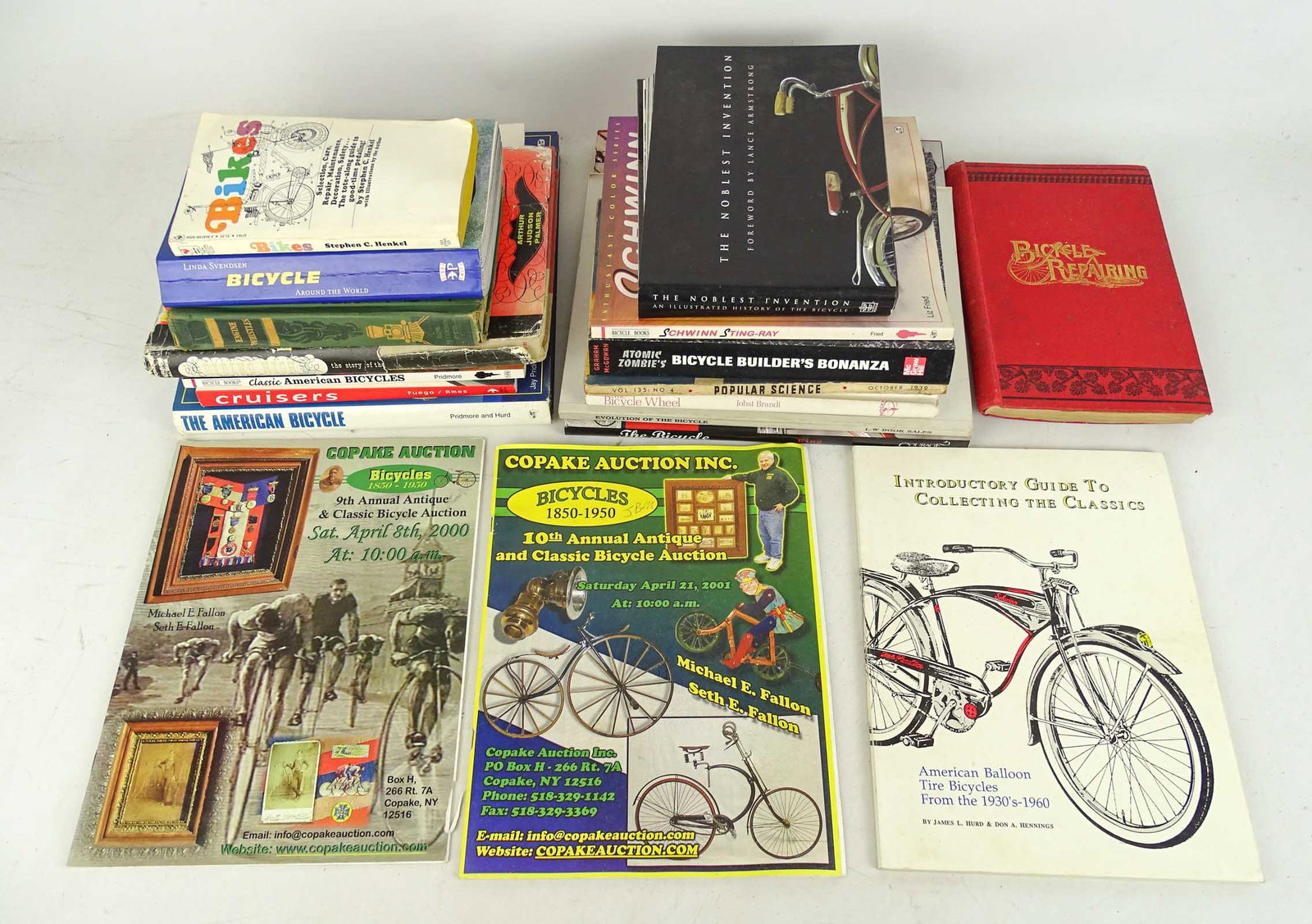 Bicycle Books: Collection of various bicycle books: Copake Auction catalog, "The Bicycle", Evolution of the Bicycle, American Bicycle etc..