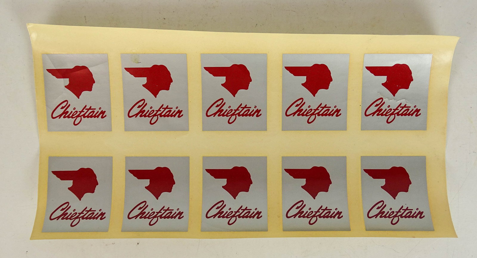 Dayton Chieftain NOS Stickers: Sheet of Dayton Chieftain NOS stickers. Overall 8" x 14 1/2".