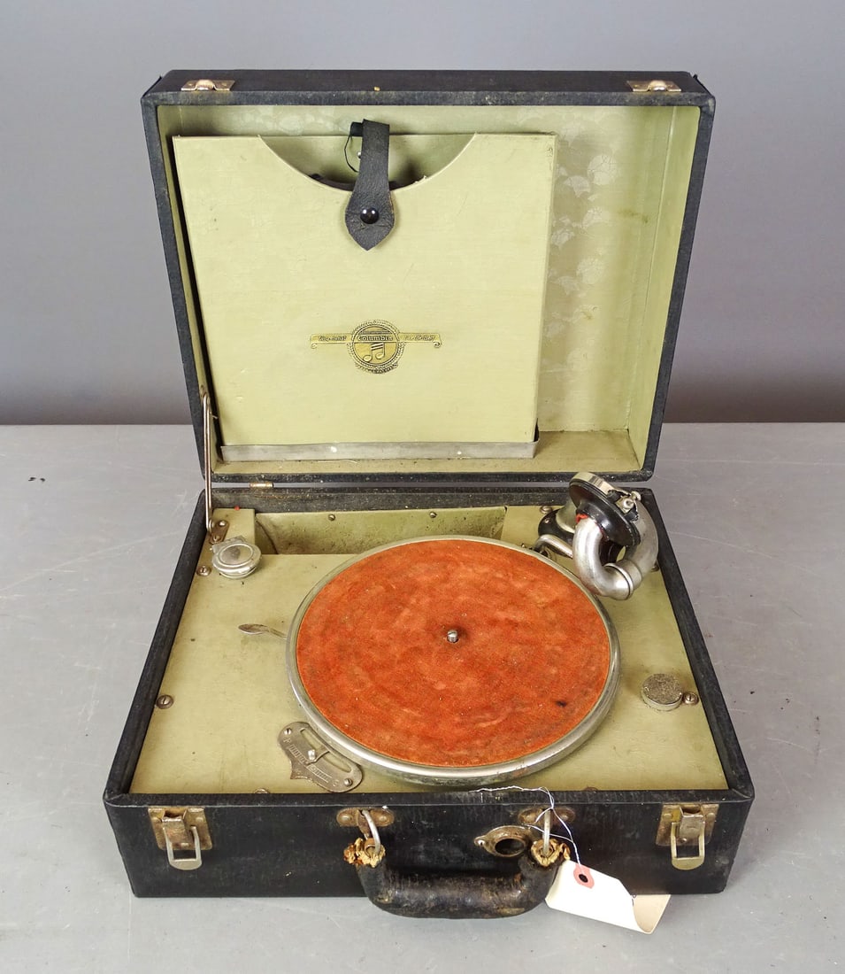 Columbia Victrola: C. 1900 Columbia Victrola in case. 15" x 12" x 7". Good condition. Unsure if working.