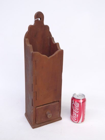 Pipe Box: Pipe box with single drawer in red paint. 18 1/2 Ht."