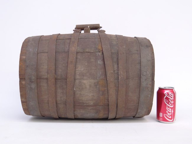 Canteen: Primitive staved canteen. 18 W."