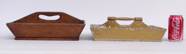 Knife Boxes: Lot two early knife boxes, one in old paint.