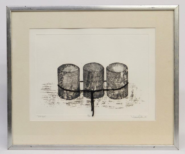 Mixed Media Liliana Porter: Mixed media signed, titled and numbered Still Life 1 103/135 Liliana Porter '70". Sight 14 1/2" x 19 1/2"."