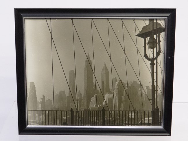Al Macy Photograph: C. 1950's Vintage Al Macy 8 x 10" photograph, N.Y.C. skyline at night. Estate stamp verso."
