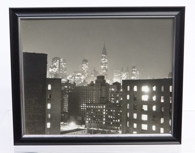 C. 1950's Al Macy Photograph: Vintage Al Macy 8 x 10" photograph, N.Y.C. skyline at night. Estate stamp verso."