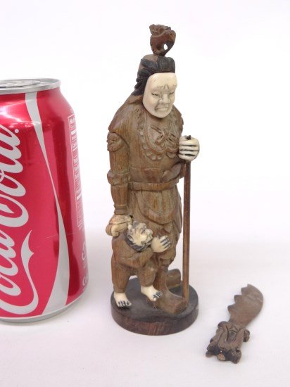 Japanese Nestuke: Japanese Netsuke figure. 6 Ht., as found, top of staff broken."
