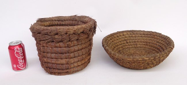 Basket Lot: Lot including rye straw basket and California basket.