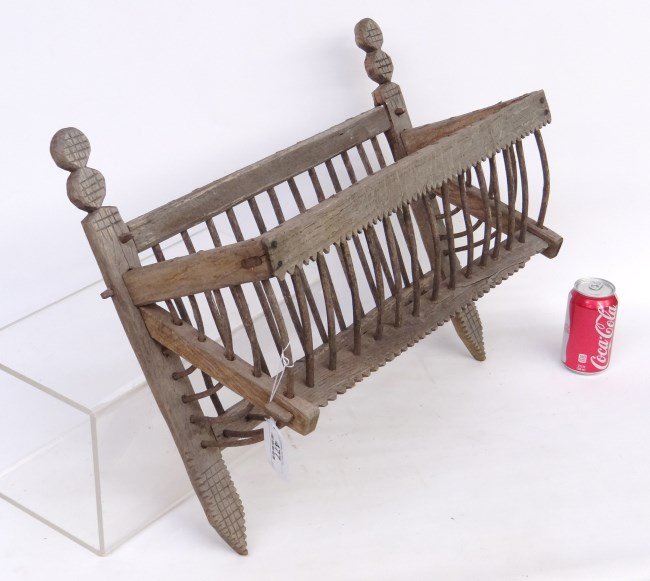 Wall Rack: Early primitive bentwood wall rack. 19 x 22"."