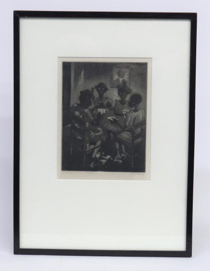 Etching Blanche McVeigh: Etching The Idle Hour Club 50 Prints Blanch McVeigh" (Texas 1895-1970), sight 10" x 7 3/4"."