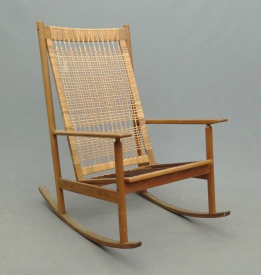 Danish Modern Rocking Chair: Danish Modern rocking chair marked Imported Original Dux". 16 1/2" seat Ht., 39 1/2" overall Ht., no cushion."