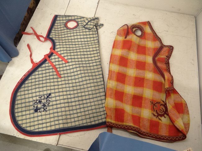Textile Lot: Misc. textiles including vintage Japanes child's coat, pennants, fur, horse blankets, early doll clothes, etc.