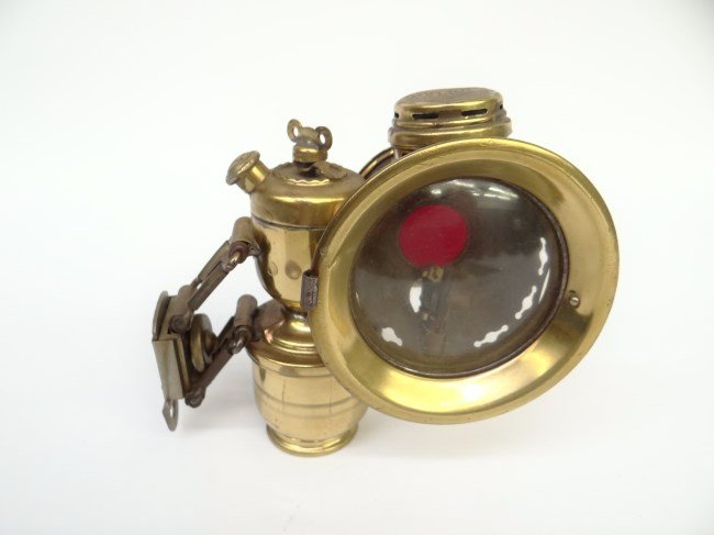 Bicycle Lamp: Powell & Hamner, Birmingham, Duoplex gas lamp with bracket. Good condition.