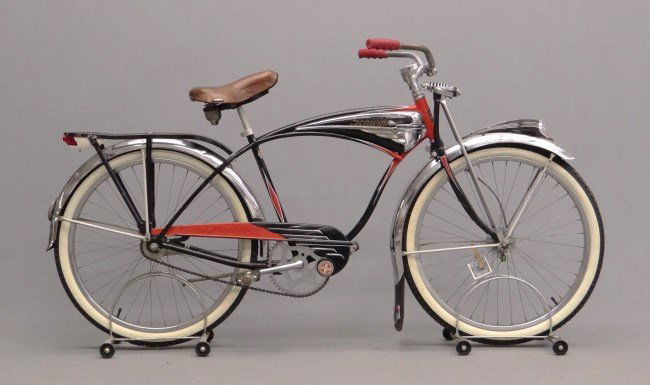 Schwinn Black Phantom" Bicycle": c. 1950's Schwinn Black Phantom" bicycle. Appears original. Good condition."