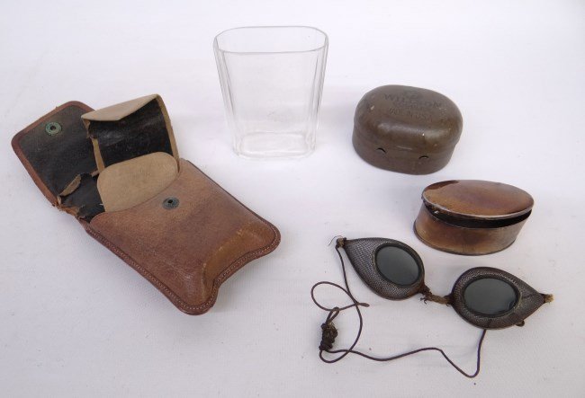 Bicycle Accessories Lot: Lot including Wilson Goggles case, cyclists goggles in case, flask. Good condition.