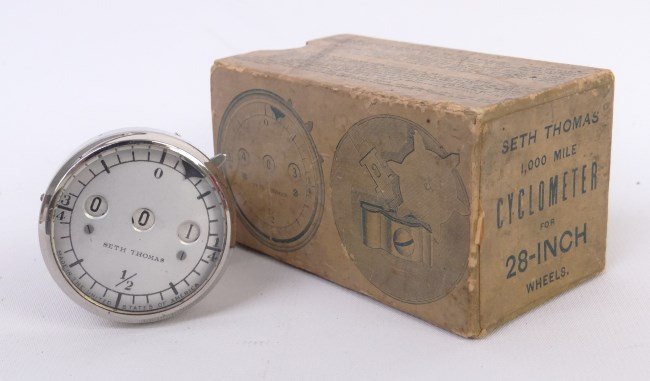 Seth Thomas Cyclometer: Seth Thomas bicycle cyclometer in orig. box. Good condition.