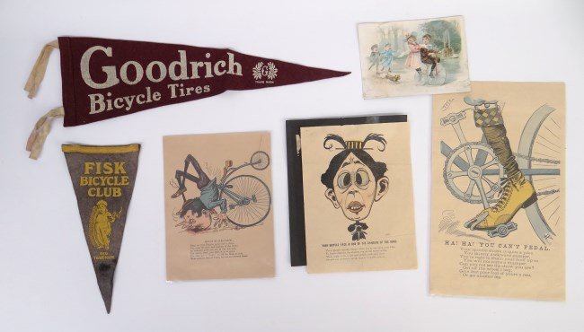 Misc. Bicycle Lot: Misc. bicycle lot including Fisk, Goodrich pennants etc., fair to good condition.