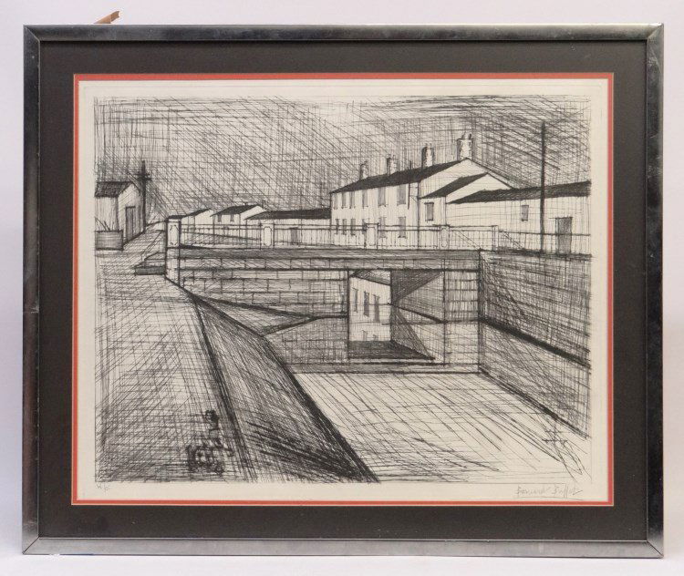 Bernard Buffet Etching: Bernard Buffet (France 1928-1999), Etching #36/125. Sight 27 1/4 x 21 1/2"."