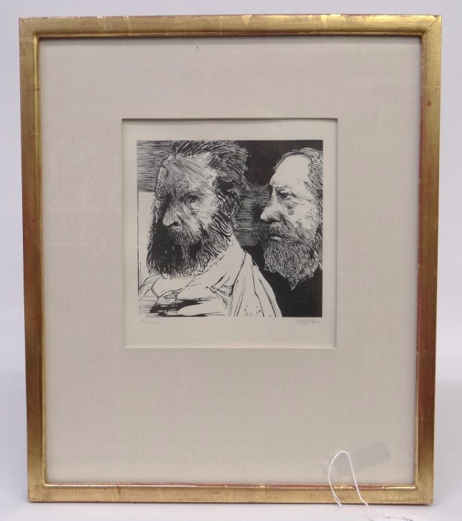 Leonard Baskin Signed Print: Print signed and titled CX1/CLXXV", "Baskin" (Leonard Baskin Mass./N.Y. 1922-2000). Sight 8" x 7 1/2"."