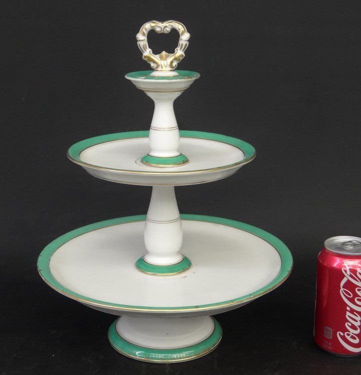 19th c. Cake Stand: 19th c. three tiered cake stand. 14 Ht."