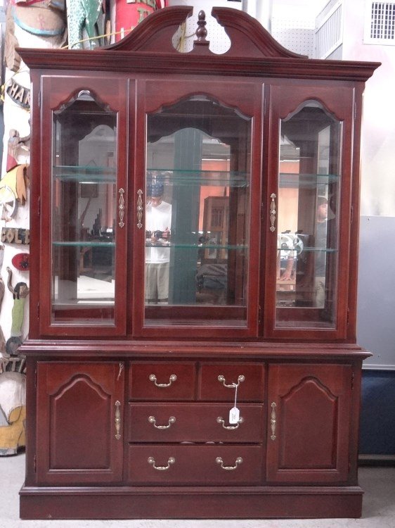 Thomasville Cabinet: Thomasville two part cabinet. 60 x 17 1/2" x 86"."