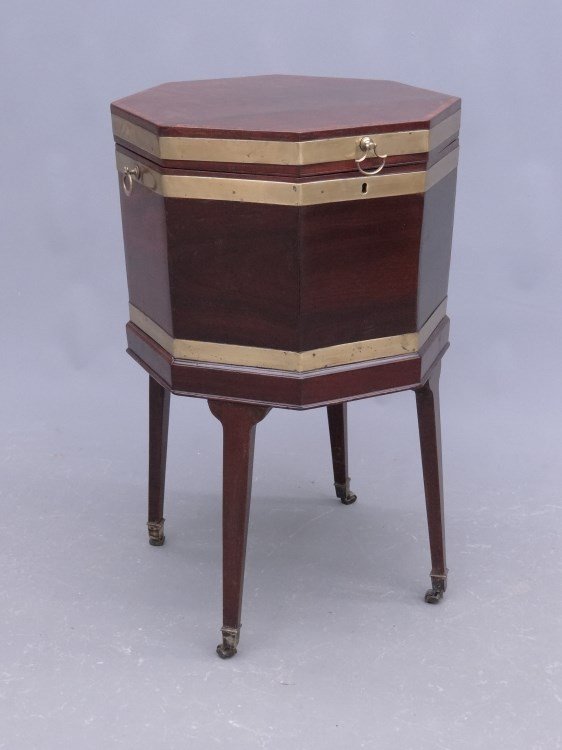 19th c. Cellarette: 19th c. cellarette on legs. Top 17 1/2 x 17 1/2", 29" Ht."