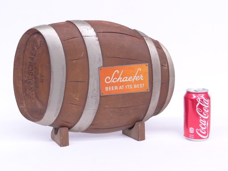 Schaefer Beer Advertising: Vintage Schaefer beer wooden advertising sign. 15 1/2 W, 11" Ht."