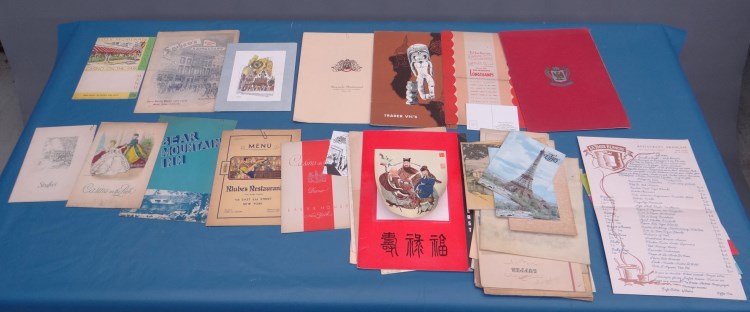 Huge Lot of New York Restaurant Menus: Huge Lot of New York City restaurant menus including Essex Promenade Casino in the Park", Restaurant Longchamps", "Trader Vic's", "Klube's Restaurant", "Bear Mountain Inn", "Stouffer's", "Brussels Res